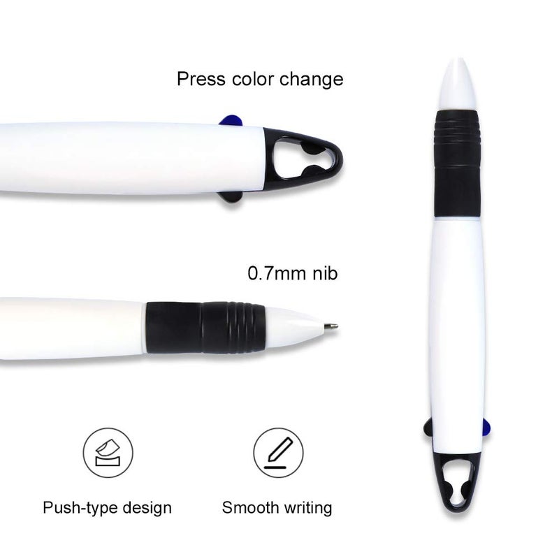 smttw 5-Pack Retractable Neck Pens with Lanyard - Dual Color Ink Ballpoint Pens with Chain for Nurses, Students, Office, School, and Home Supplies - Image 2
